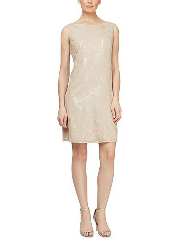 Versatile Women's Clothing for All Occasions Petites Womens Metallic Polyester Sheath Dress