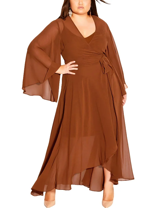 Timeless Women's Fashion Styles Plus Womens Chiffon V-Neck Two Piece Dress