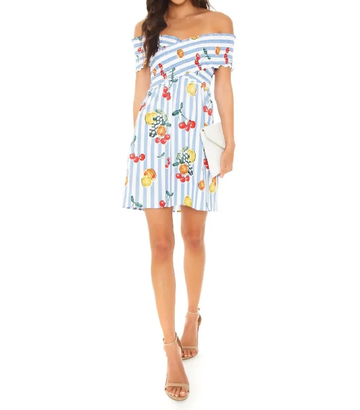 Clothes Sales Mandy Smocked Dress In Fruit Basket Stripe Poplin