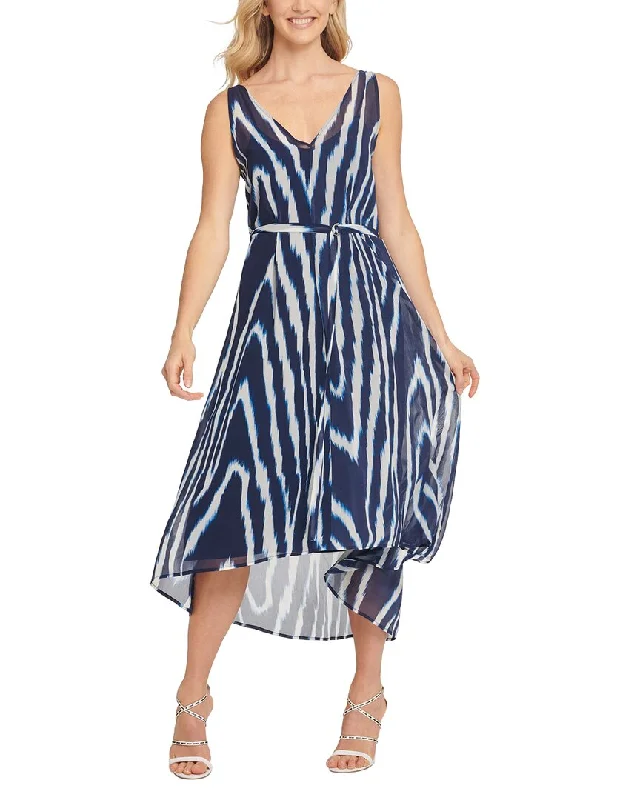 Stylish Women's Garments For Holidays DKNY Printed V-Neck Dress