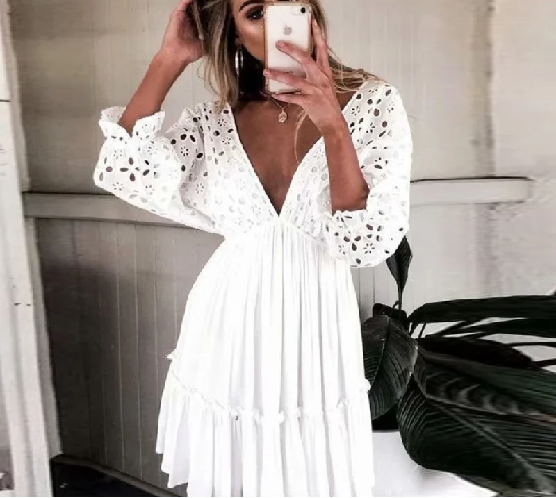 Women's Plus-Size Outfit Boho Mini Summer Dress, Bohemian Summer Dress For Women