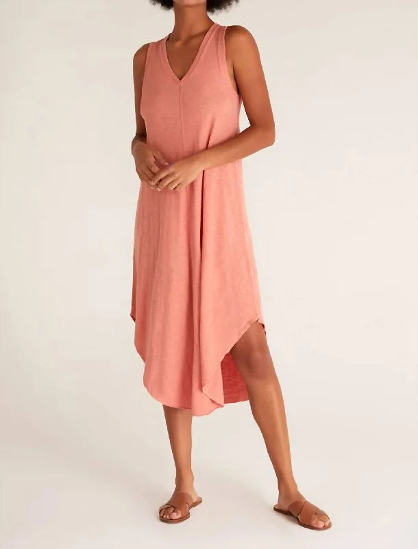 Women's Clothing Outfit Set The Reverie Slub Dress In Canyon Rose