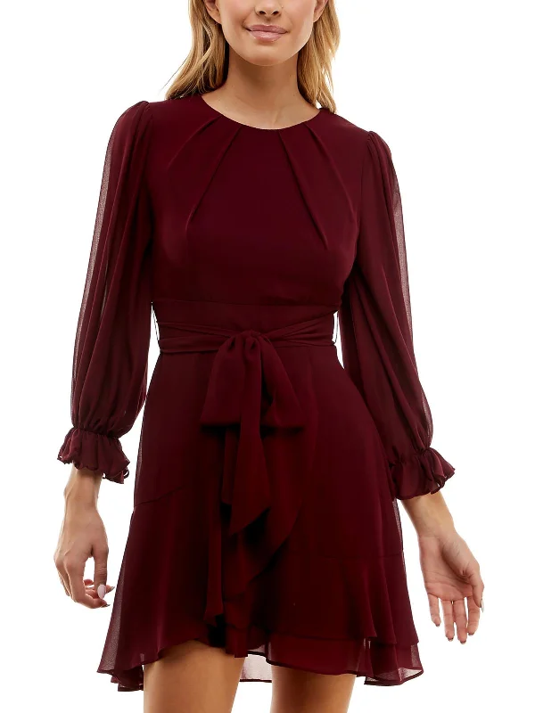 Urban Femme Streetwear Juniors Womens Ruffled Mini Fit & Flare Dress