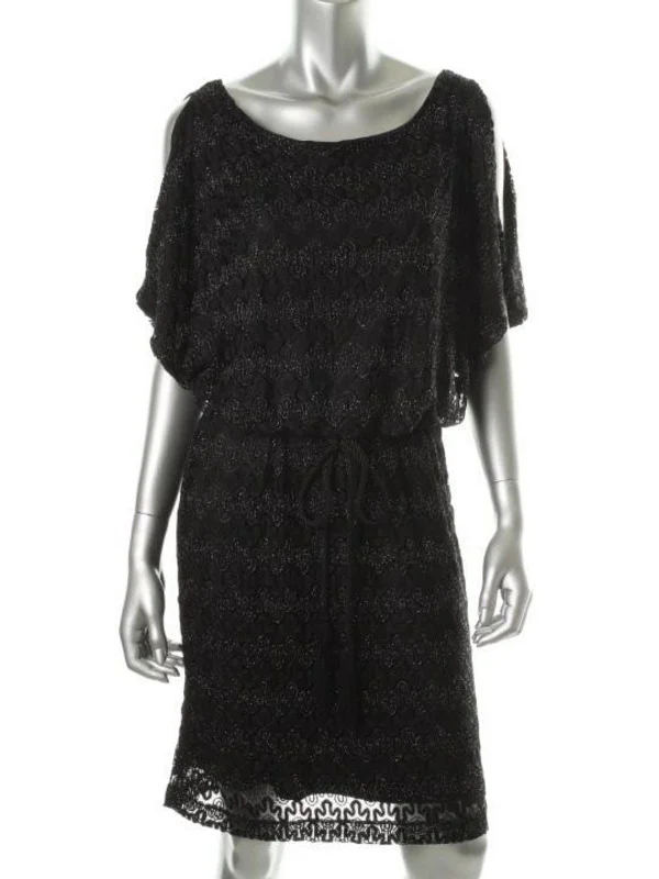 Casual Fashion Womens Metallic Cold Shoulder Cocktail Dress