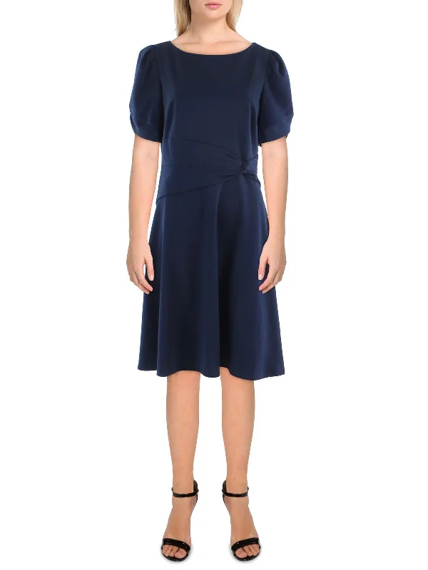 Plus Size Women's Fashion Womens Pintuck Knee Length Fit & Flare Dress