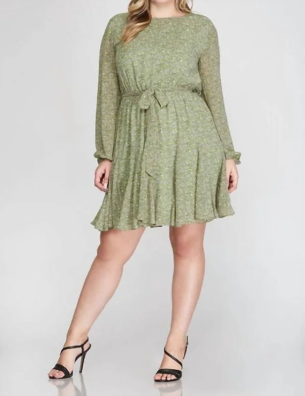 Comfortable Women's Clothing Lavender Dress In Sage