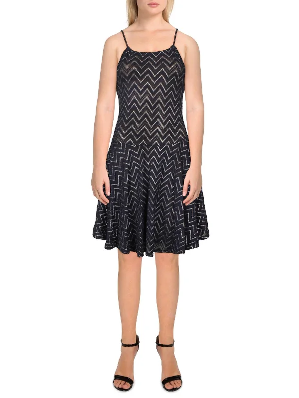 Fashionable Dresses for Women Womens Metallic Above Knee Fit & Flare Dress
