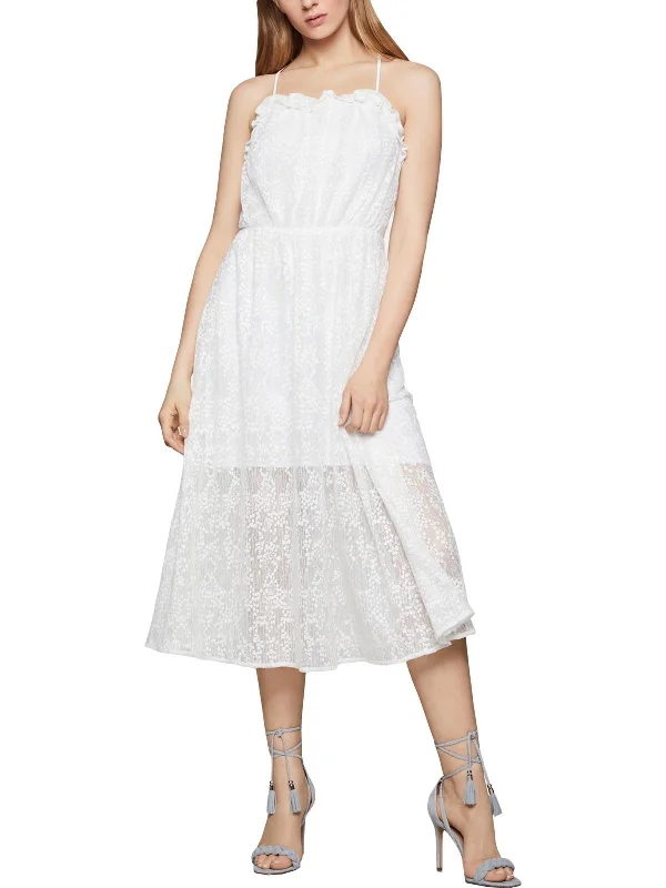 Fashion Women's Clothing Womens Lace Ruffled Cocktail Dress