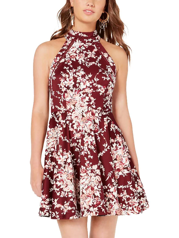 Vintage-Inspired Garments Juniors Womens Ladder Stitch Mini Halter Dress