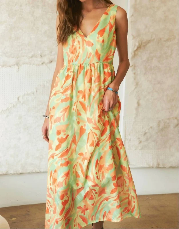 Luxe Women's Fashion Madelyn Tropic Dress In Coral