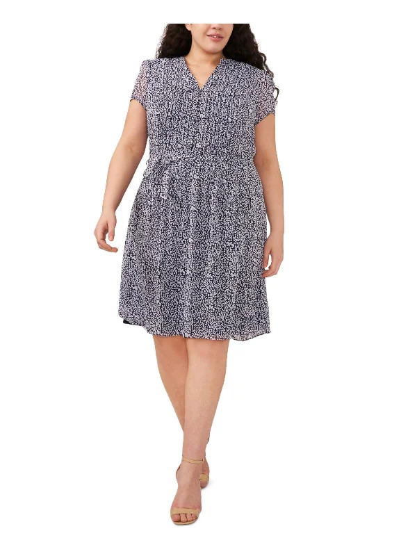 Casual Fashion Trends for Women Plus Womens Printed Chiffon Fit & Flare Dress
