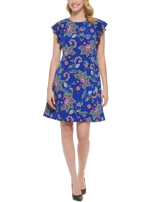 Fashion Women's Clothing Petites Womens Party Mini Fit & Flare Dress