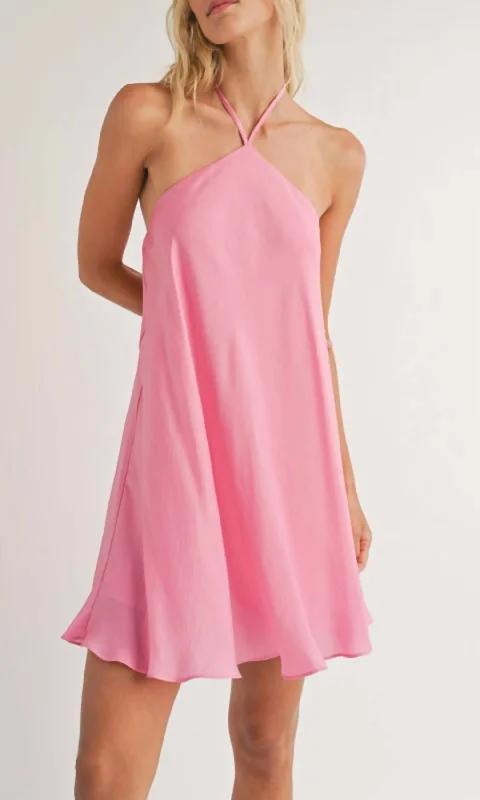 Online Clothing Stores Hibiscus Halter Dress In Pink