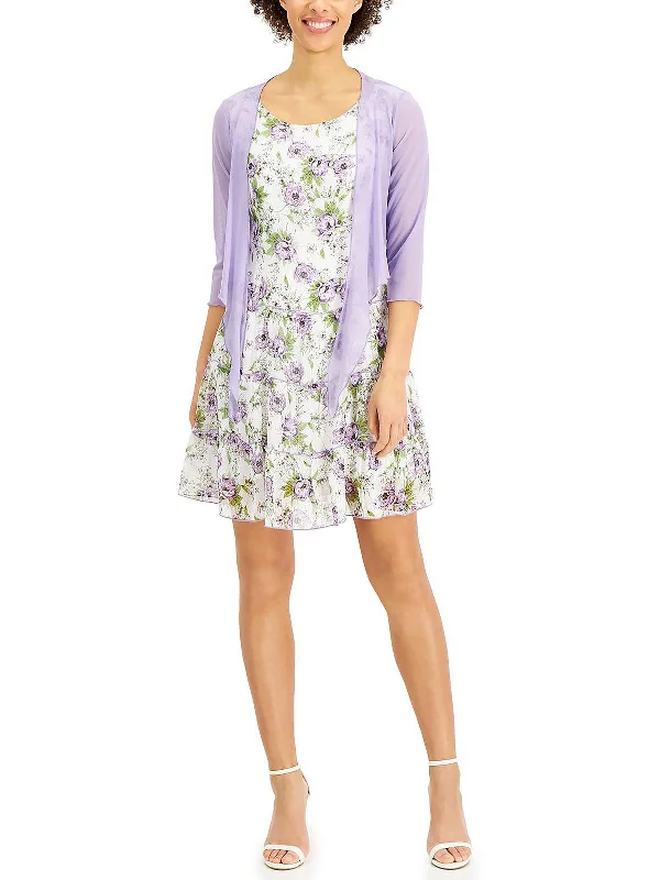 Women's Elegant Garments Petites Womens Chiffon 2PC Sheath Dress