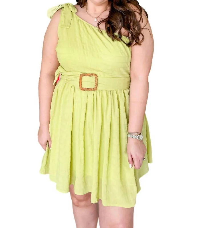 Affordable Fashion for Women One Shoulder Dress In Lime