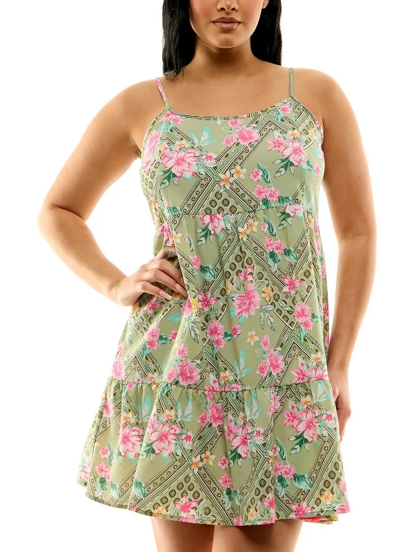 Women's Elegant Outfit Juniors Womens Printed Polyester Babydoll Dress