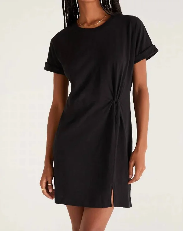 Charming Everyday Clothing For Women Sophia Slub Dress In Black