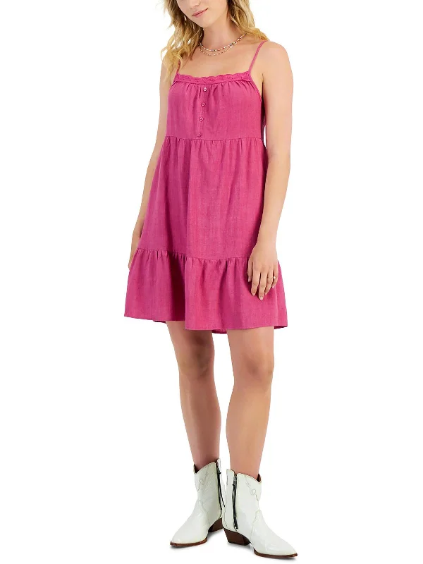 Women's Garments Womens Linen Tiered Babydoll Dress