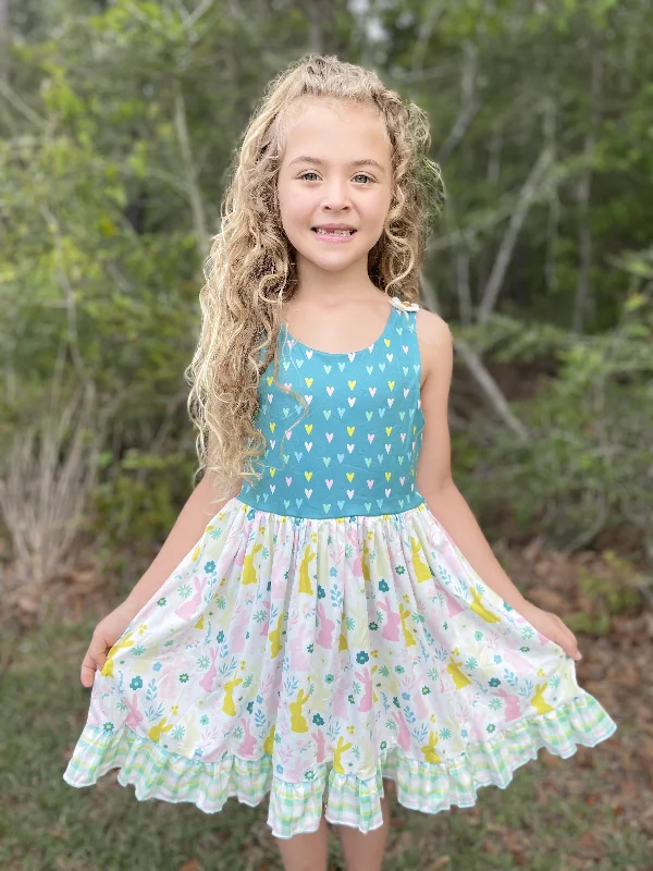 Women's Vacation Garments EASTER BUNNY GREEN DRESS