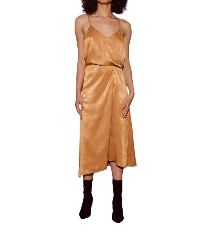 Chic Women's Garments Rowan Twist Dress In Caramel