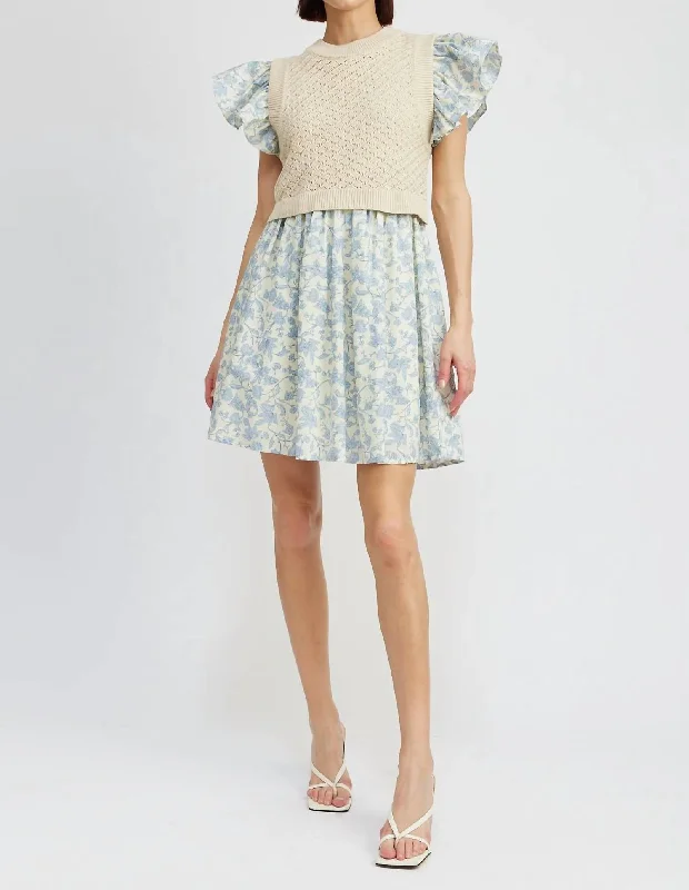 Vintage-Inspired Women's Clothes Egret Dress In Natural Light Blue