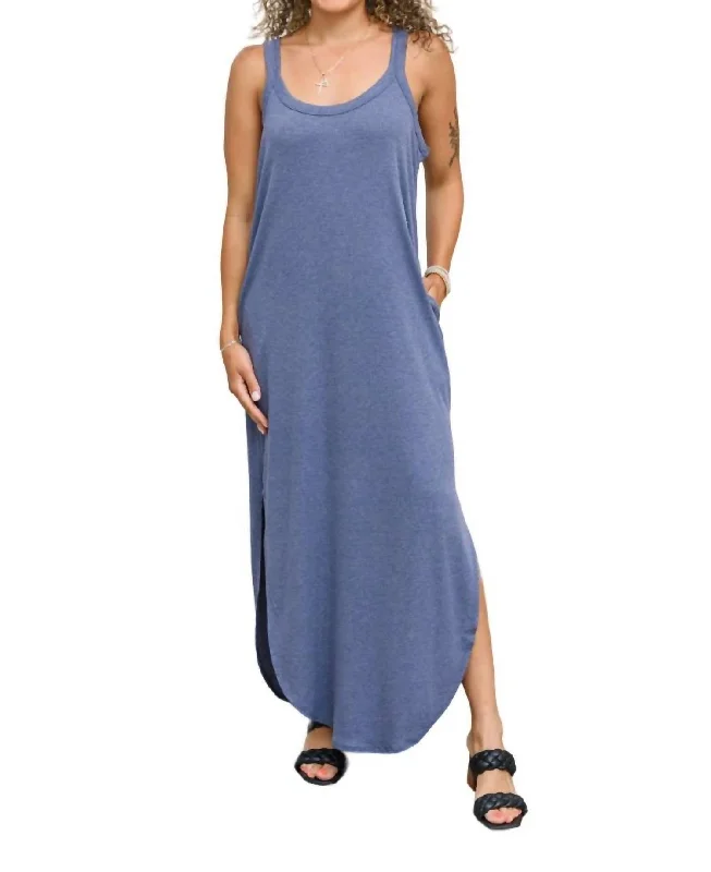 Eclectic Fashion Knowing You Ribbed Dress In Blue
