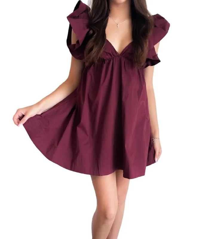 Comfortable Outfit For Women Starburst Poplin Dress In Maroon