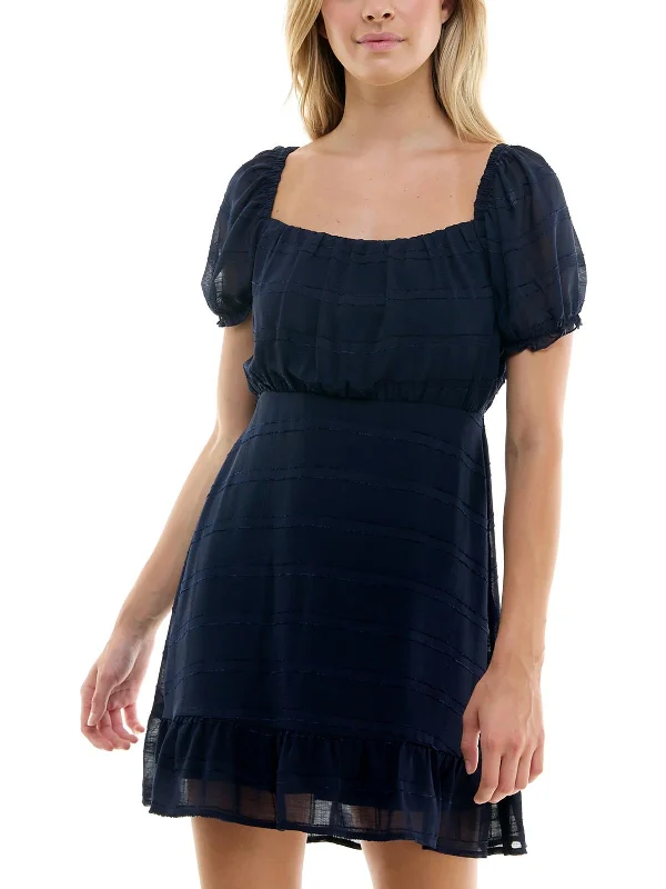 Timeless Classics Womens Square Neck Mini Fit & Flare Dress