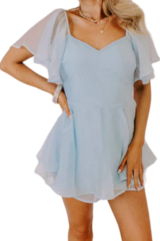 Women's Vintage Clothes Sheer Overlay Dress In Light Blue