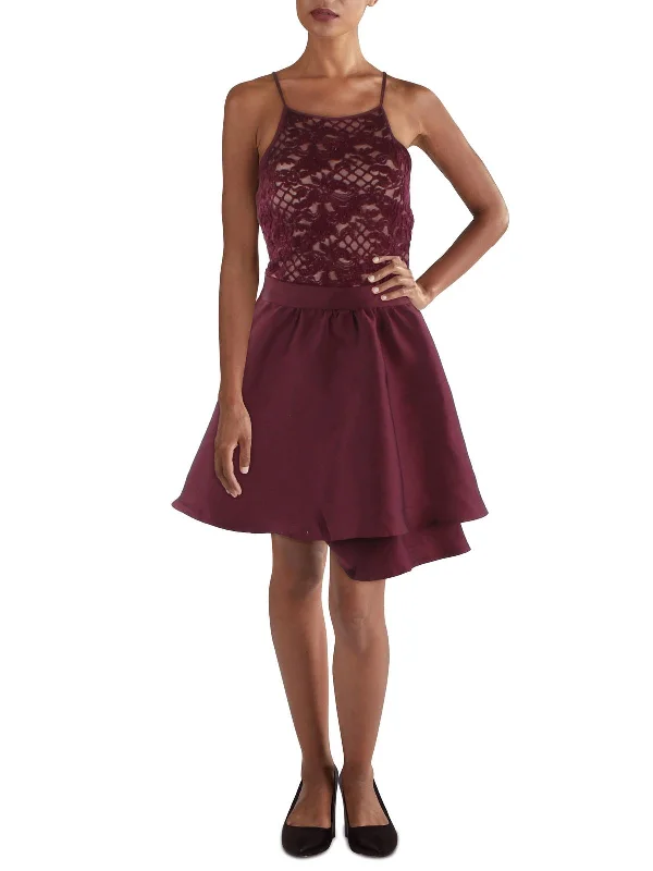 Women's Chic Outfit Womens Lace Glitter Fit & Flare Dress