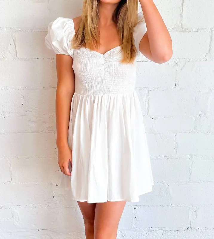 Stylish Women's Apparel Rhodes Babydoll Dress In White