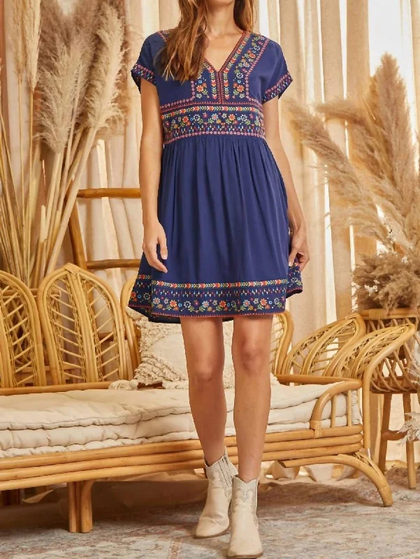 Stylish Everyday Clothing Baby Doll Dress In Navy