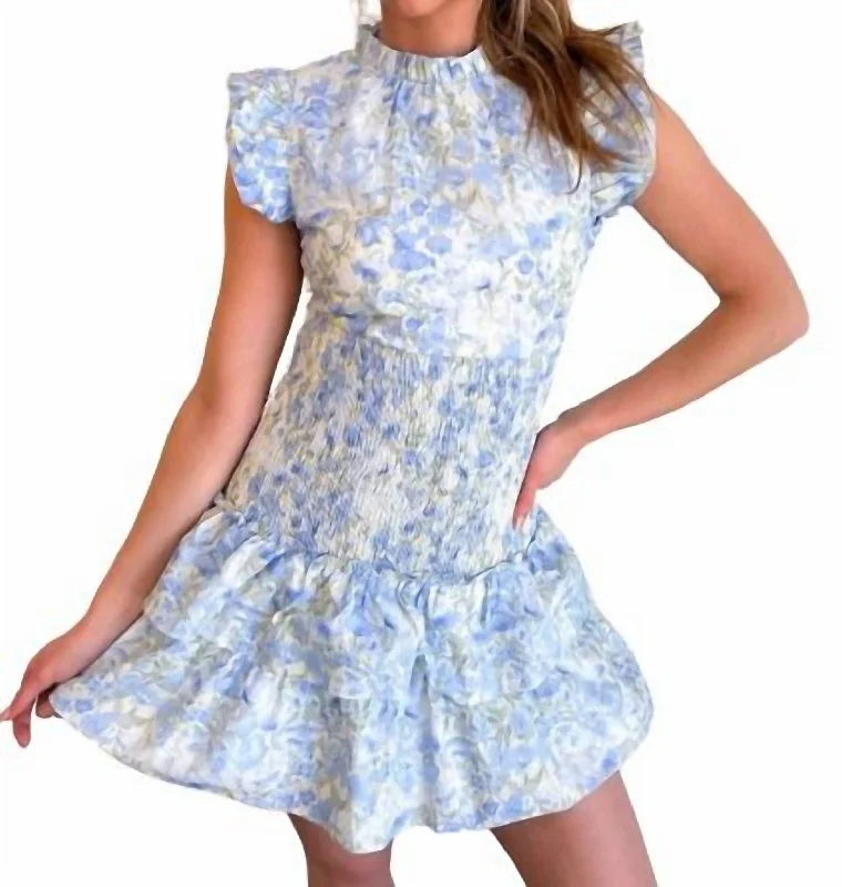 Business Casual Outfits Forget Me Not Smocked Dress In Blue