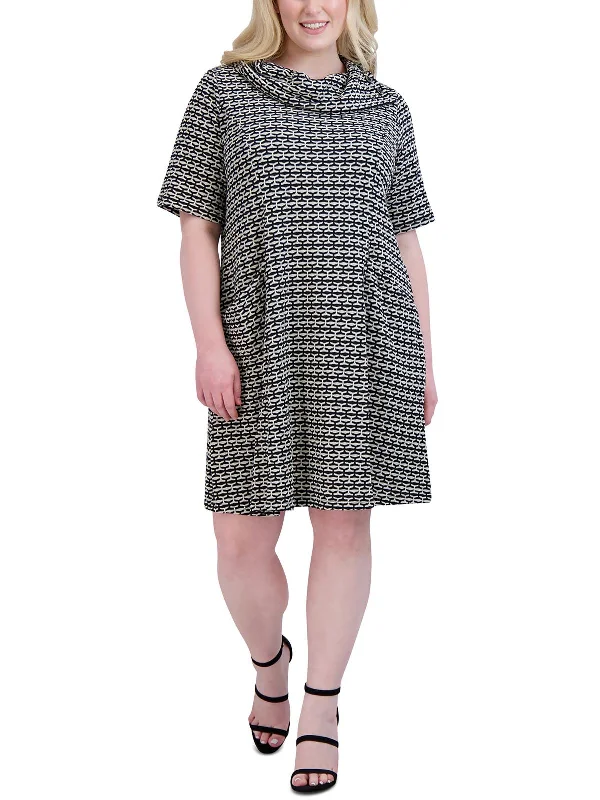 Casual Chic Women's Clothes Plus Womens Cowl Neck Knit Wear To Work Dress