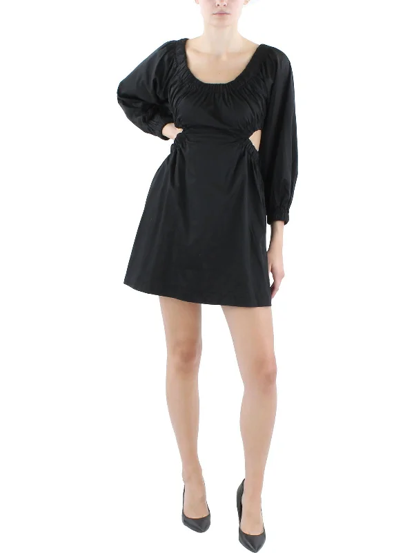 Limited Time Offer Womens Poplin Cut-Out Fit & Flare Dress