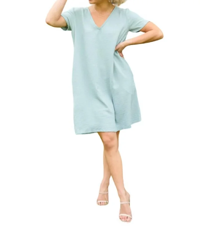 Clothes For Sale Time After Time V-Neck Dress In Green