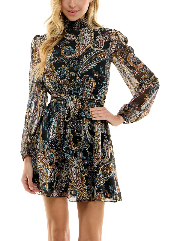 Relaxed Fit Women's Fashion Juniors Womens Paisley Polyester Fit & Flare Dress