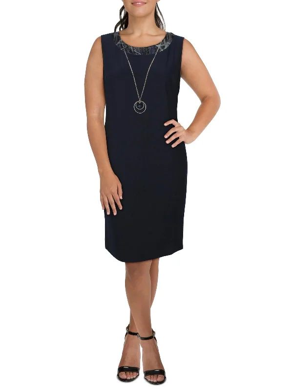 Women's Casual and Dressy Outfits Womens Contrast Trim Polyester Sheath Dress