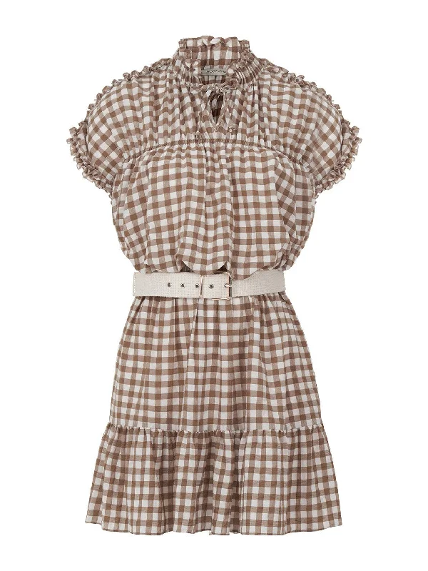 Premium Fabrics Ruched Plaid Dress
