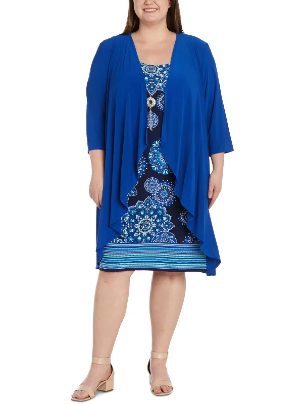 Women's High Street Fashion Plus Womens Polyester Two Piece Dress