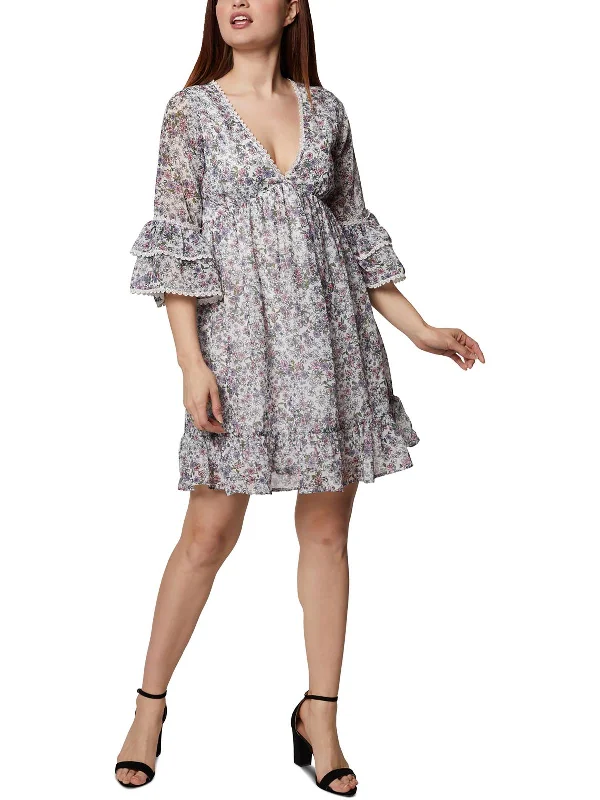 Exclusive Online Sale Womens Flounce Sleeve Mini Fit & Flare Dress
