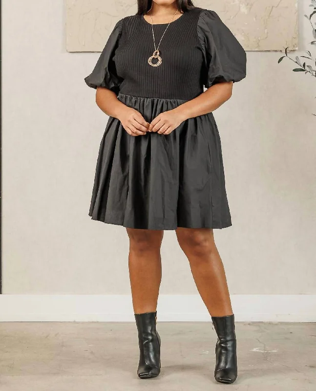 Women's Cozy Outfit For Lounging Antea Babydoll Dress In Black