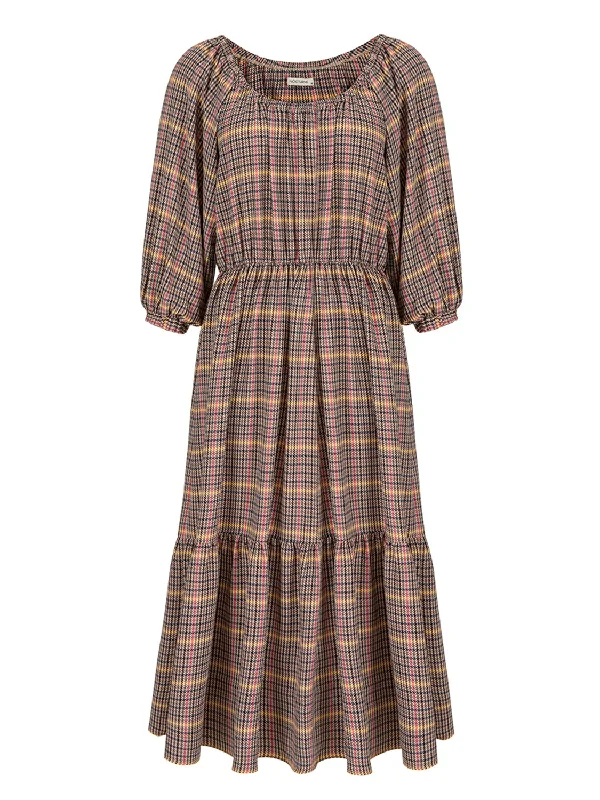 Flash Discount Plaid Smocked Dress