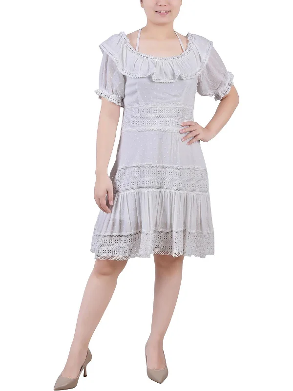 Best Online Clothing Boutiques Petites Womens Tiered Knee-Length Sheath Dress