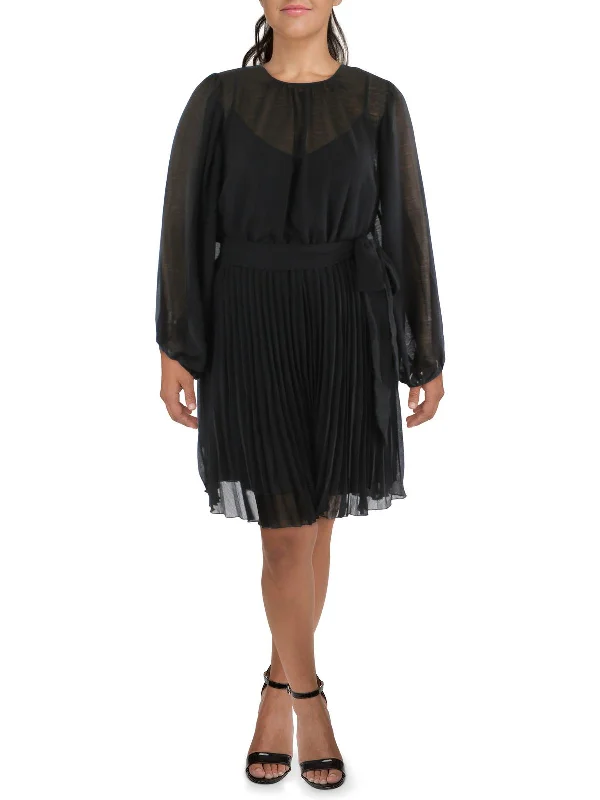 Chic Women's Clothing Online Plus Blair Womens Pleated Knee-Length Fit & Flare Dress