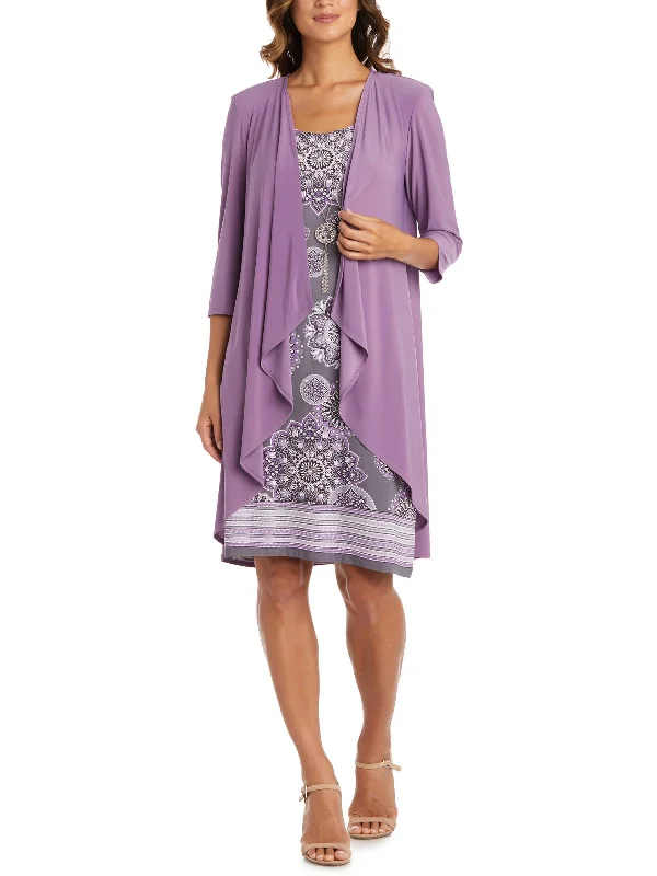 End of Season Sale Womens Printed Jacket Two Piece Dress