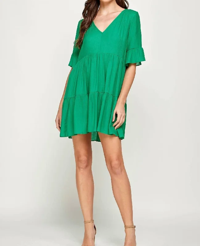Cheap Women's Clothing Online Baby Doll Dress In Kelly Green