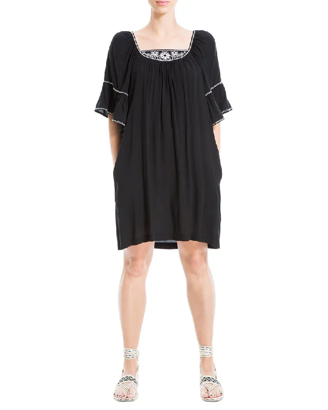 Vibrant Femme Fashion Max Studio Embroidered Dobby Ruffle Sleeve Dress