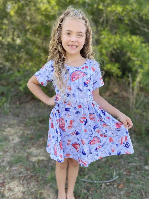 Imeless Style PATRIOTIC PICNIC TWIRL DRESS