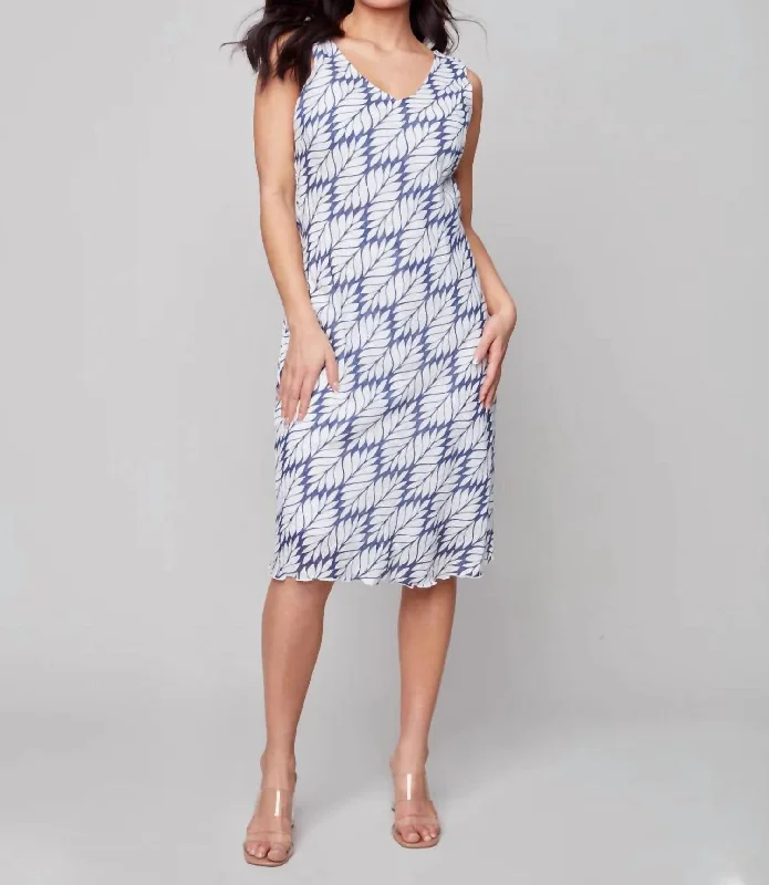 Women's Clothes for All-Day Comfort and Style Printed Cotton Gauze Dress In Marine